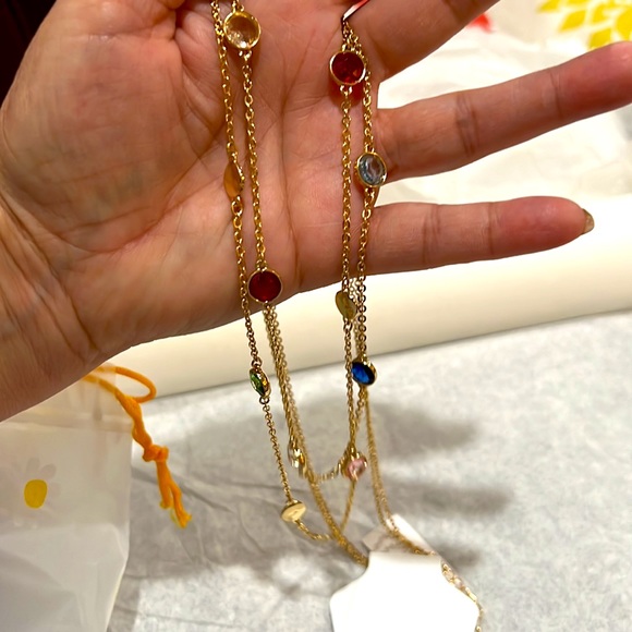 NWT Gold Stones Necklace LOFT - Picture 2 of 5